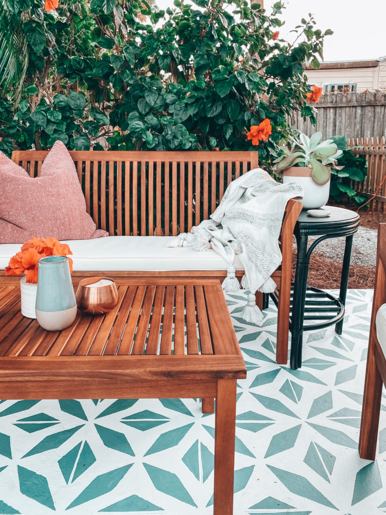 The Finished Patio (with painted pattern) + Shop the Look