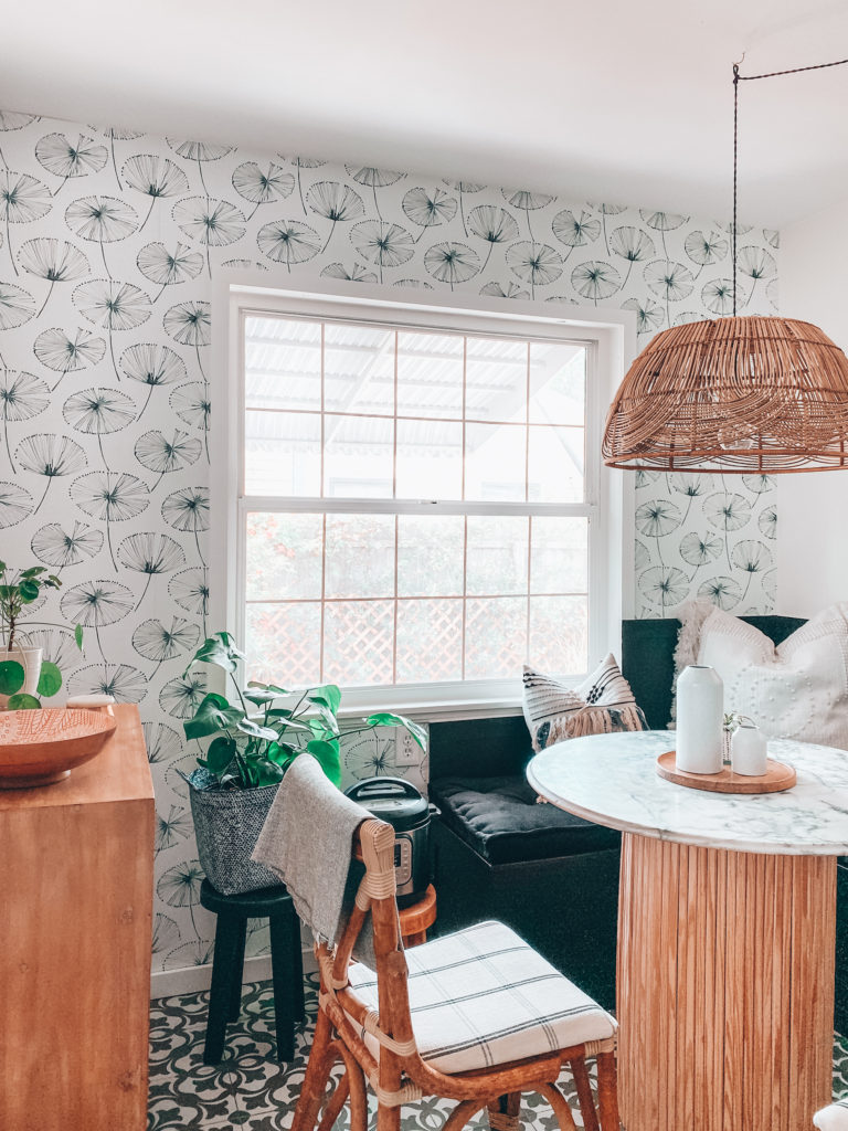 Kitchen Wallpaper + DIY Window Panes and Trim