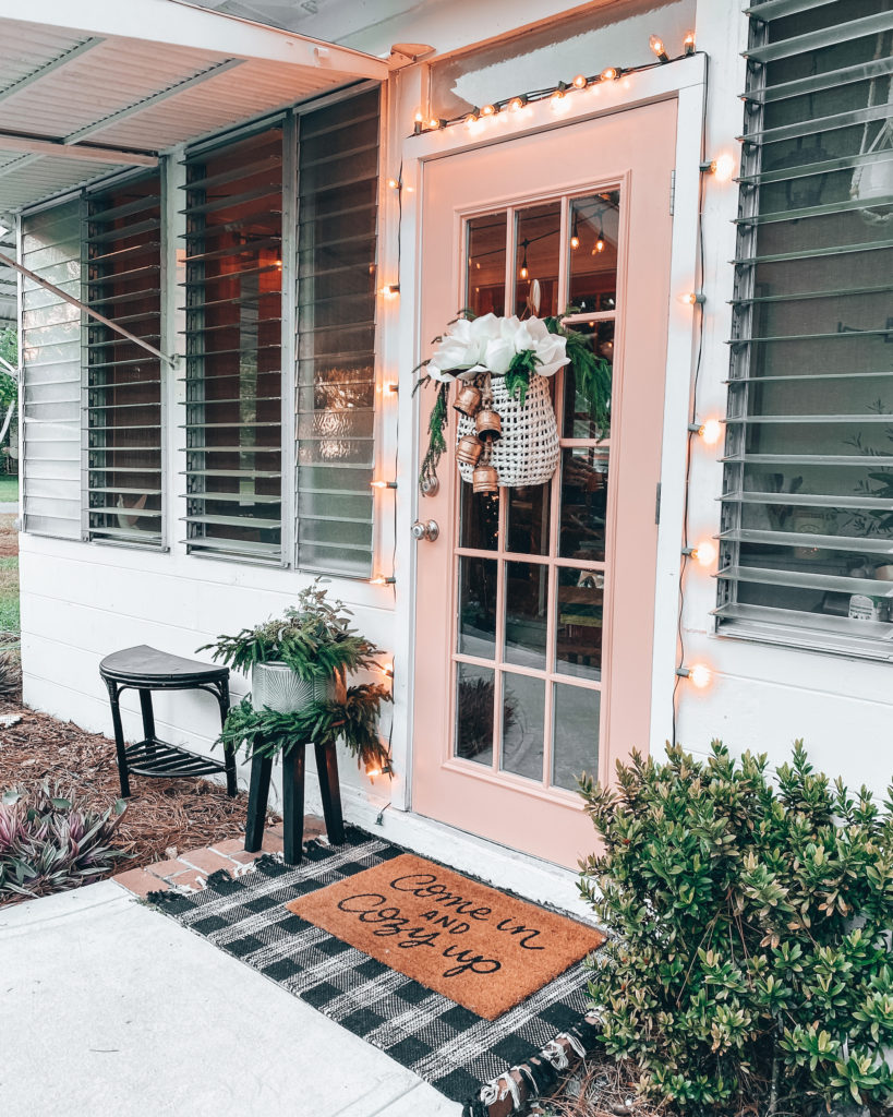 Christmas Front Porch and Faux Flowers - Blushing Bungalow