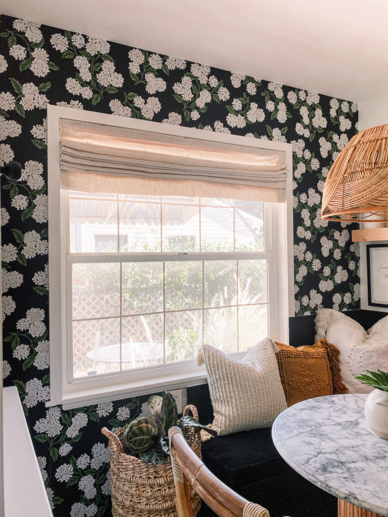 Our Kitchen Nook Wallpaper  Before + After - My Kind of Sweet