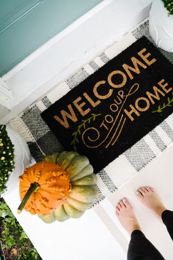 DIY Colorful Striped Door mat - Sisters, What!