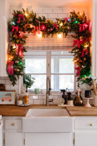 Kitchen Christmas Garland with Ribbon - Blushing Bungalow | So Cute You ...