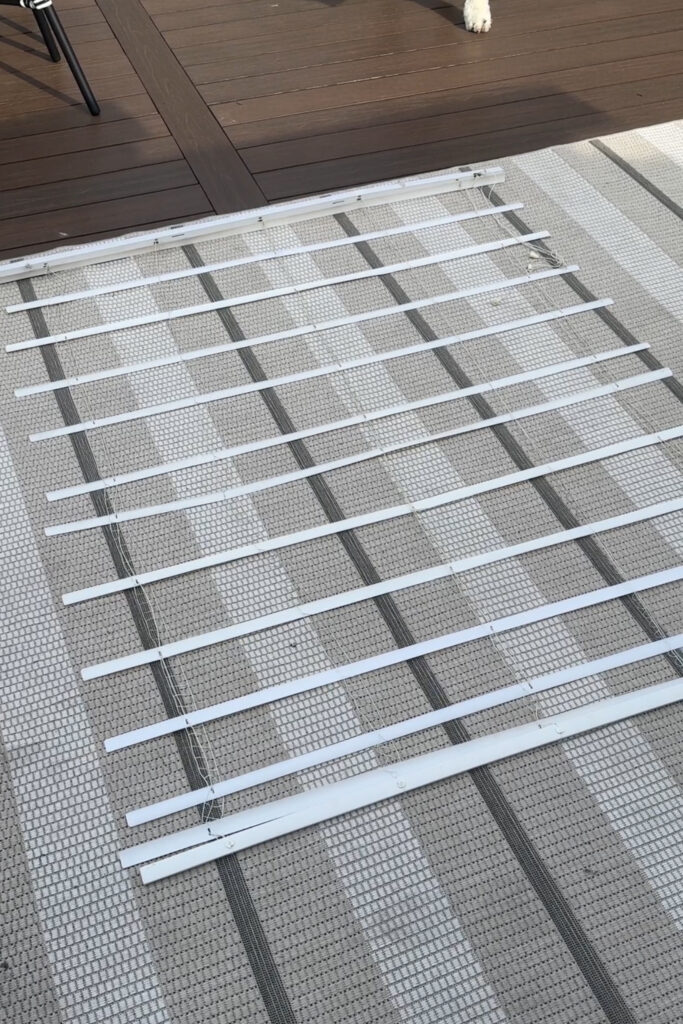vinyl blinds on floor