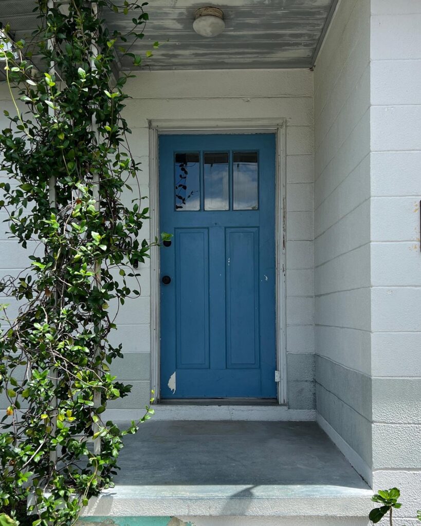 blue door and porch
